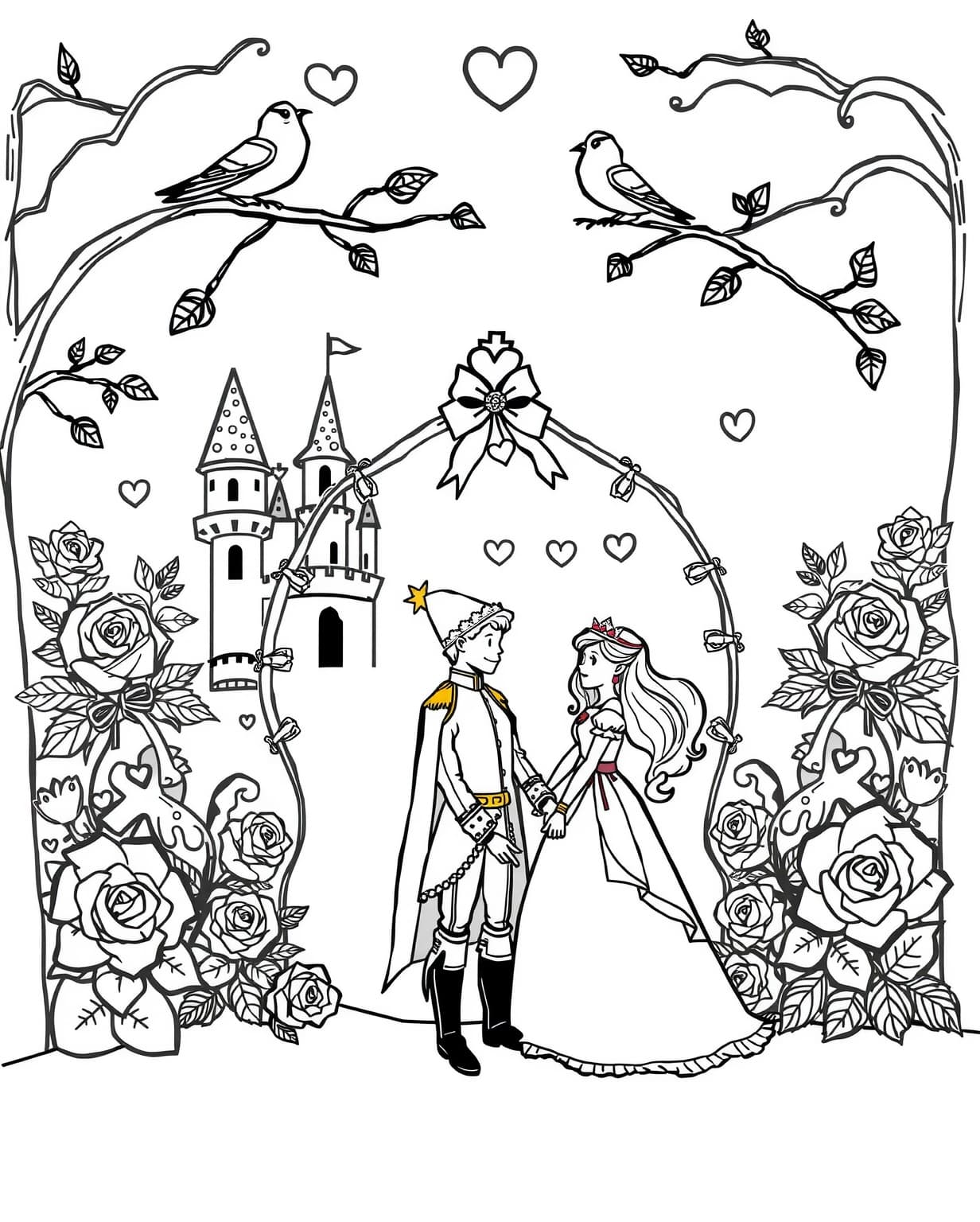 Fairy Tale Valentine Coloring Page