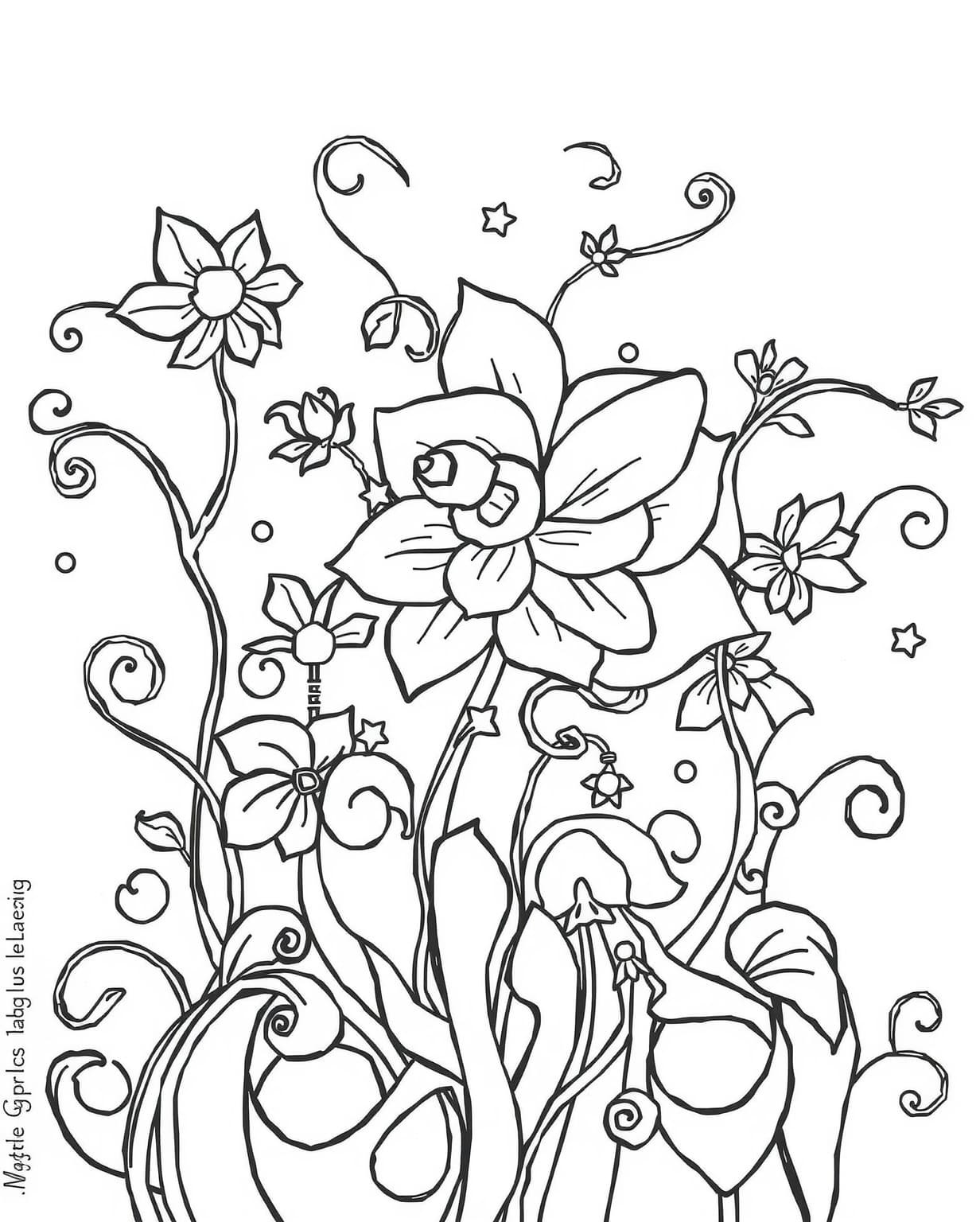 Fantasy Garden Flower Coloring Page