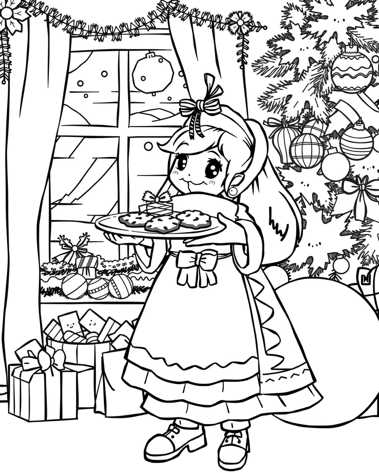 Festive Mrs Claus Coloring Page