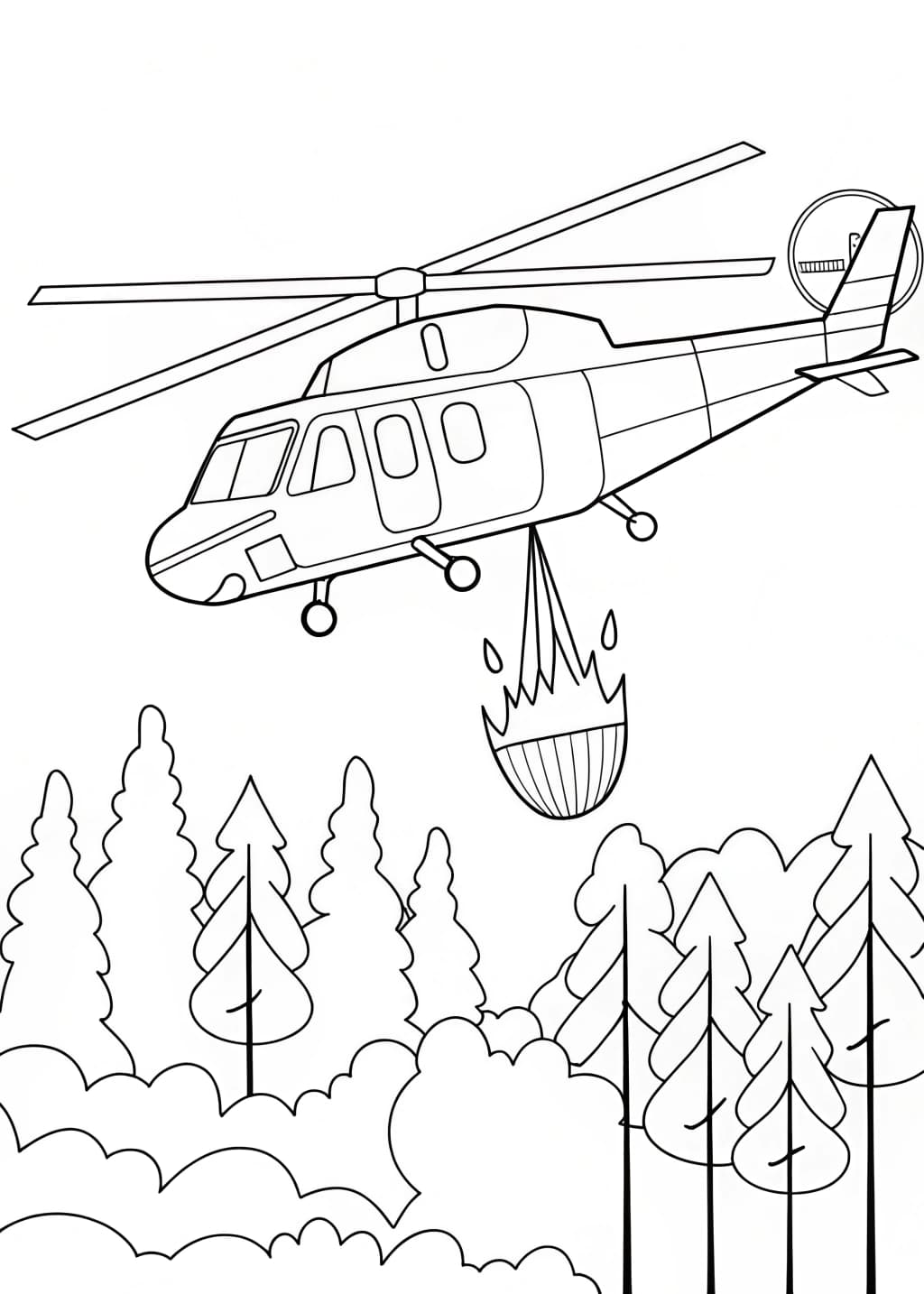 Fire Helicopter Coloring Page