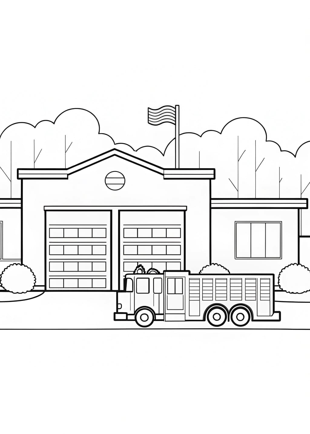 Fire Station Coloring Page