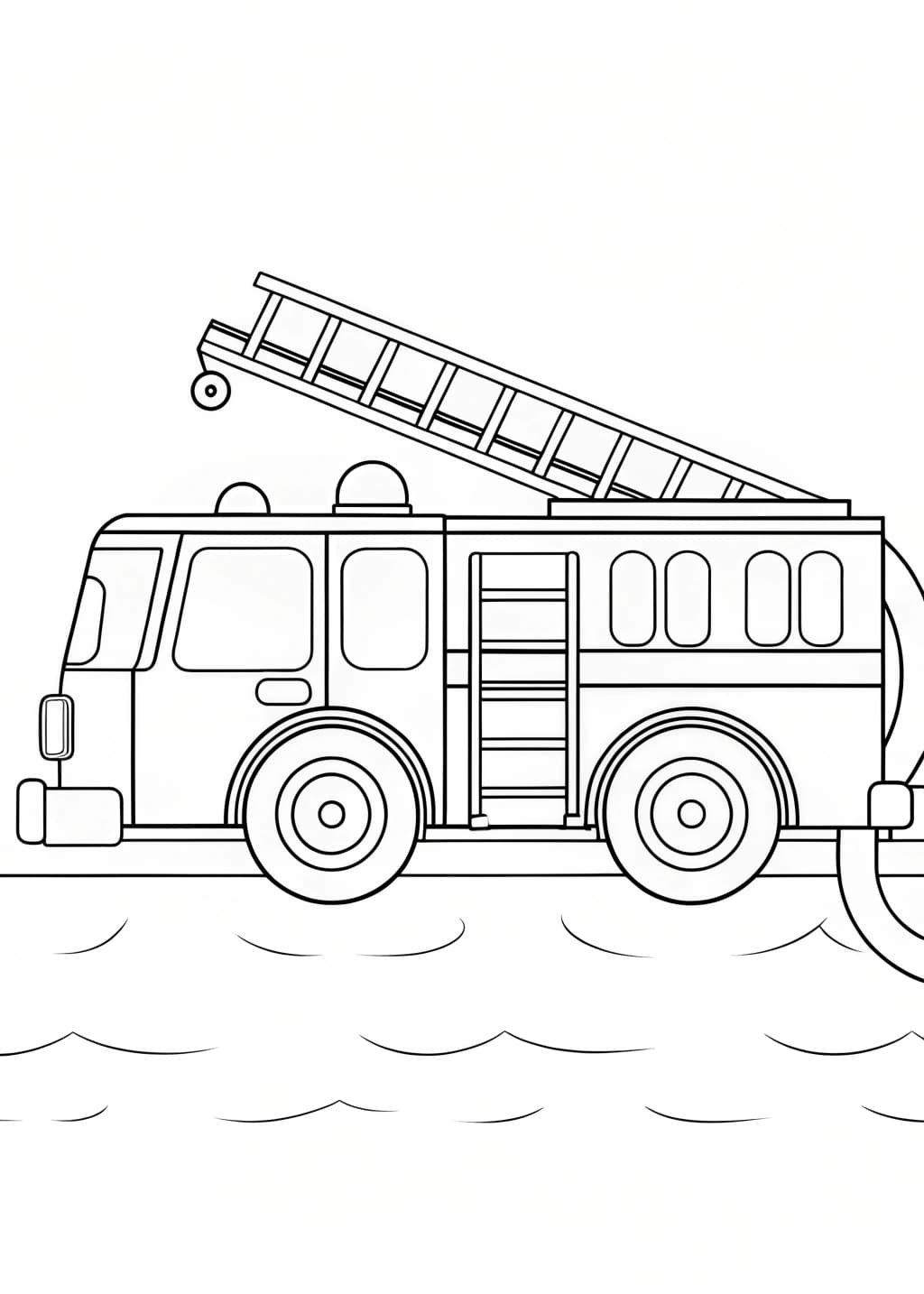 Fire Truck With Ladder Coloring Page
