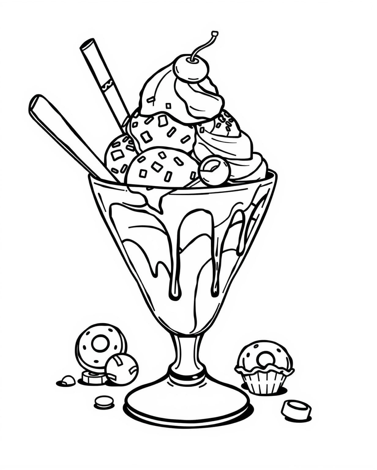 Fun Ice Cream Sundae Coloring Page