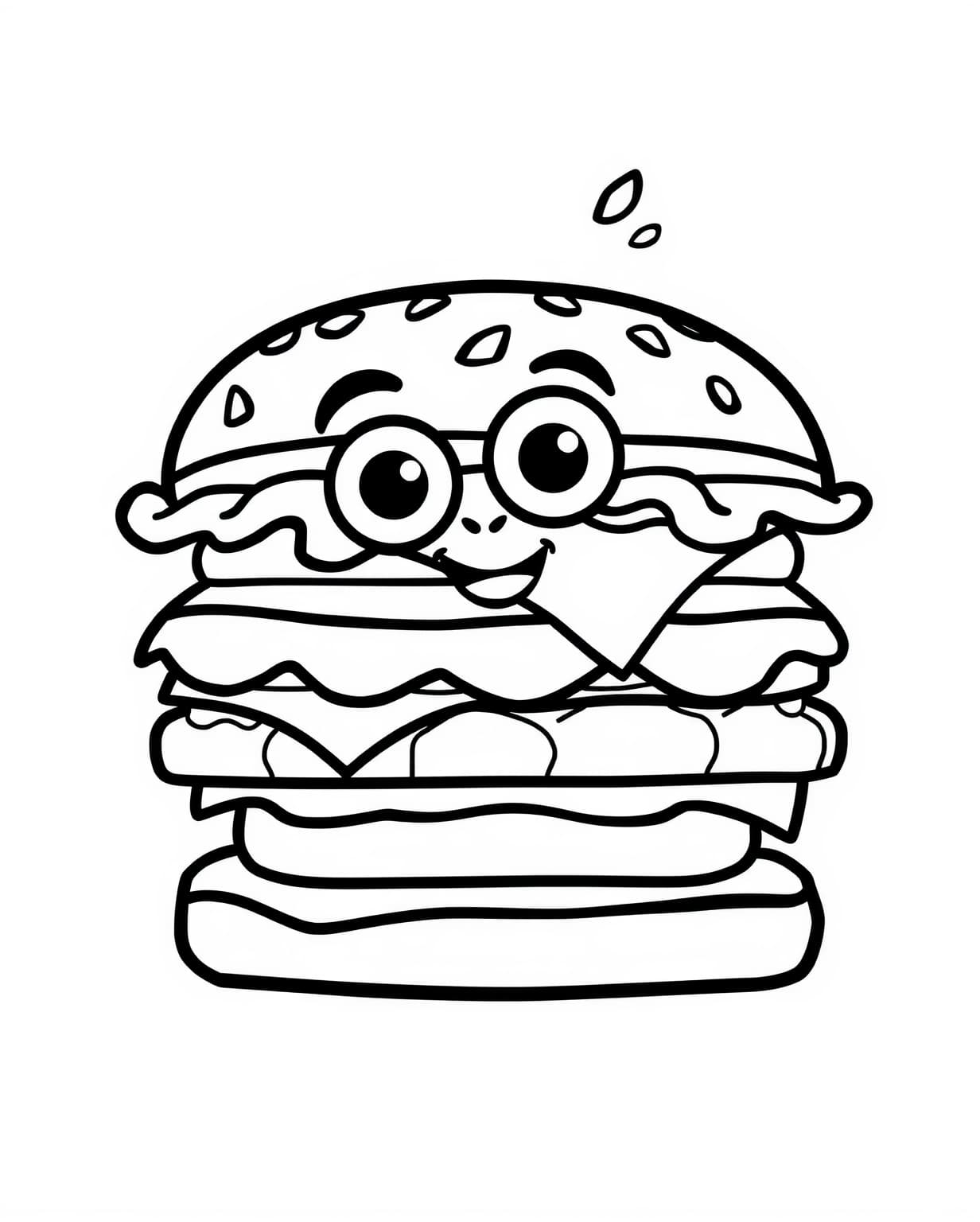 Funny Hamburger Coloring Page