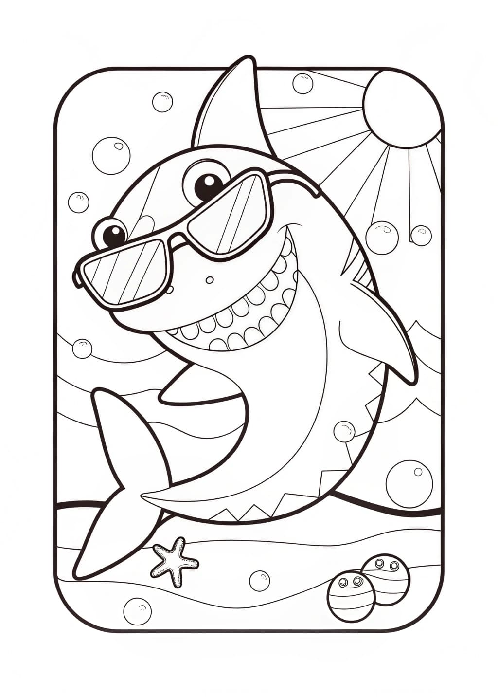 Funny Shark Coloring Page