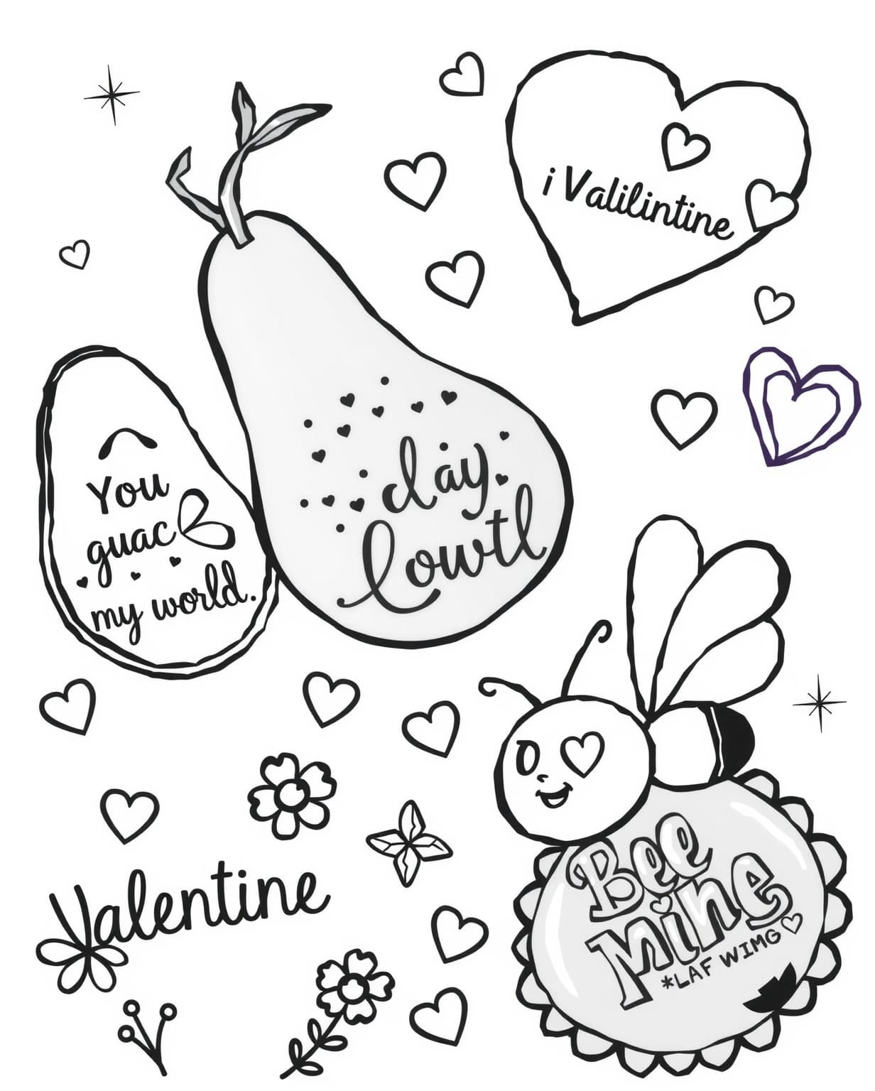 Funny Valentine Puns Coloring Page