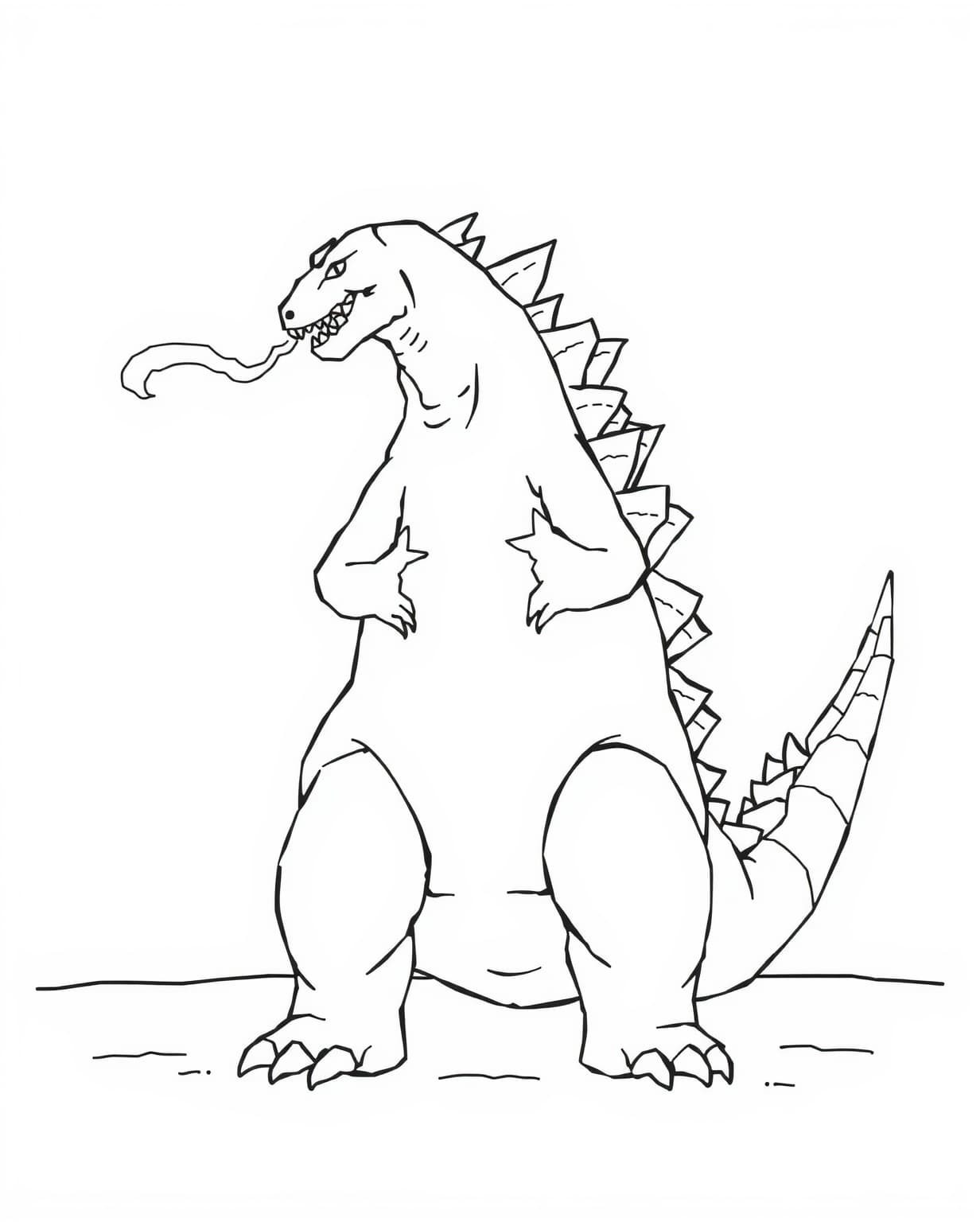 Godzilla Breathing Atomic Fire Coloring Page
