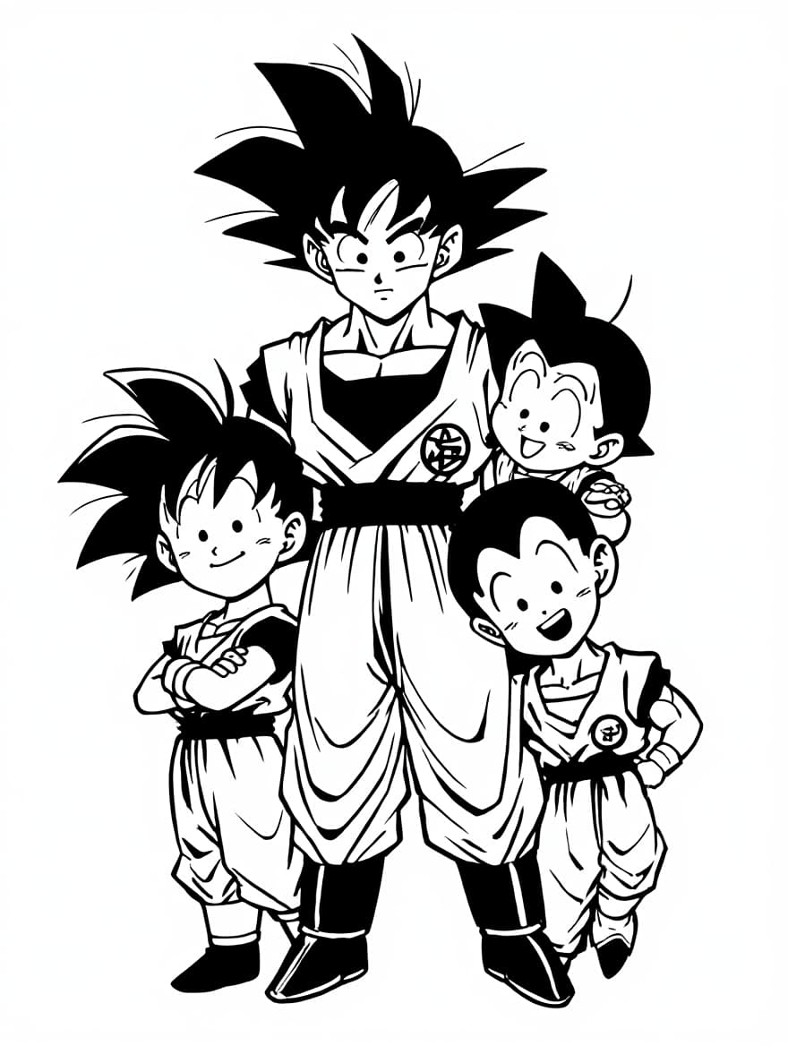 Goku's Family Portrait Coloring Picture