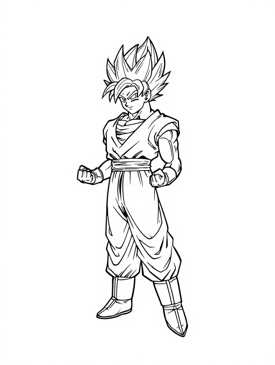 Goku With Saiyan Tail Coloring Sheet
