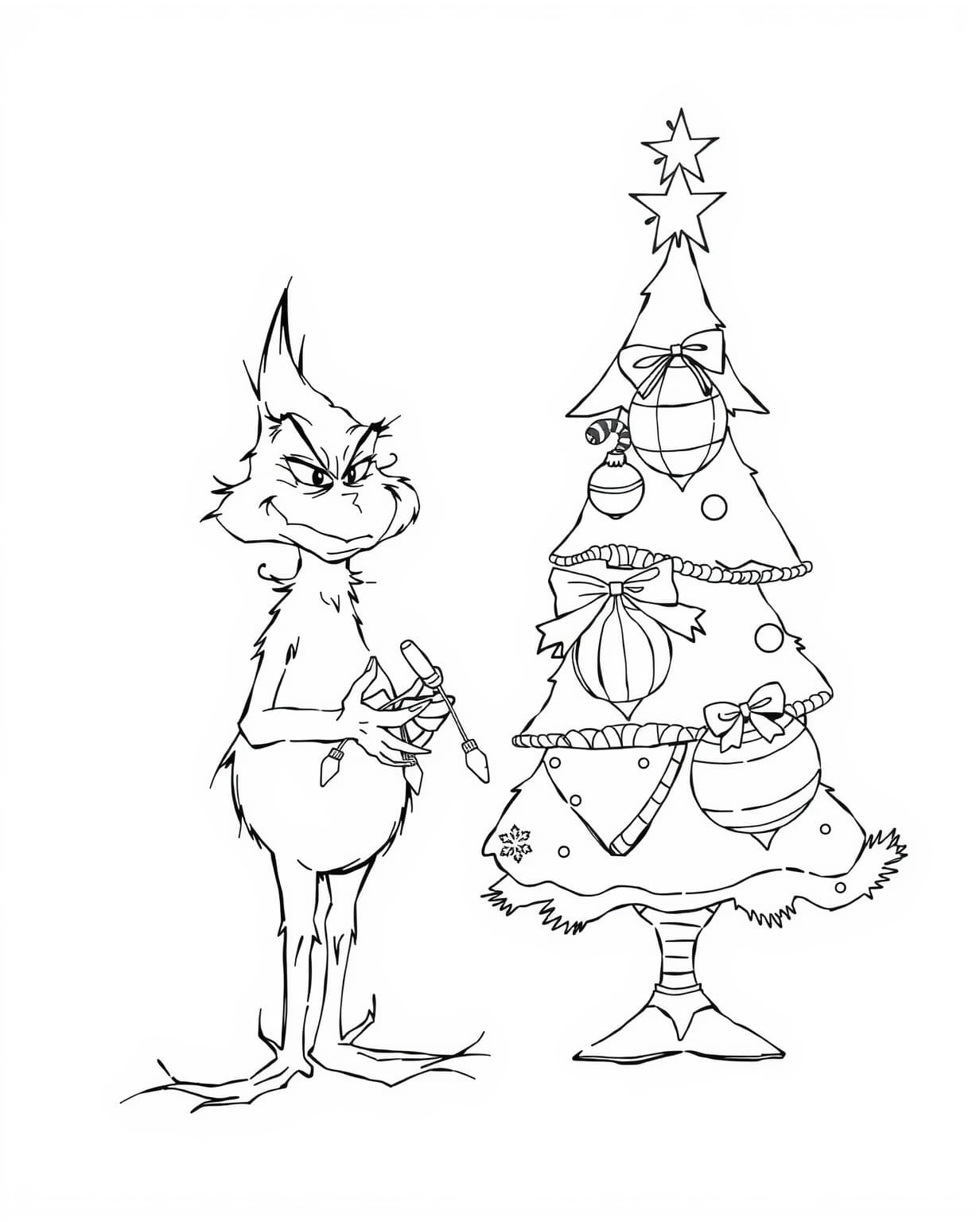 Grinch Christmas Tree Coloring Page