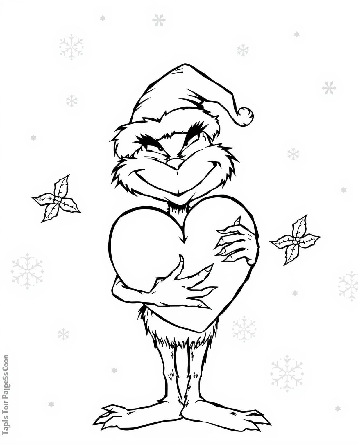 Grinch Heart Coloring Page