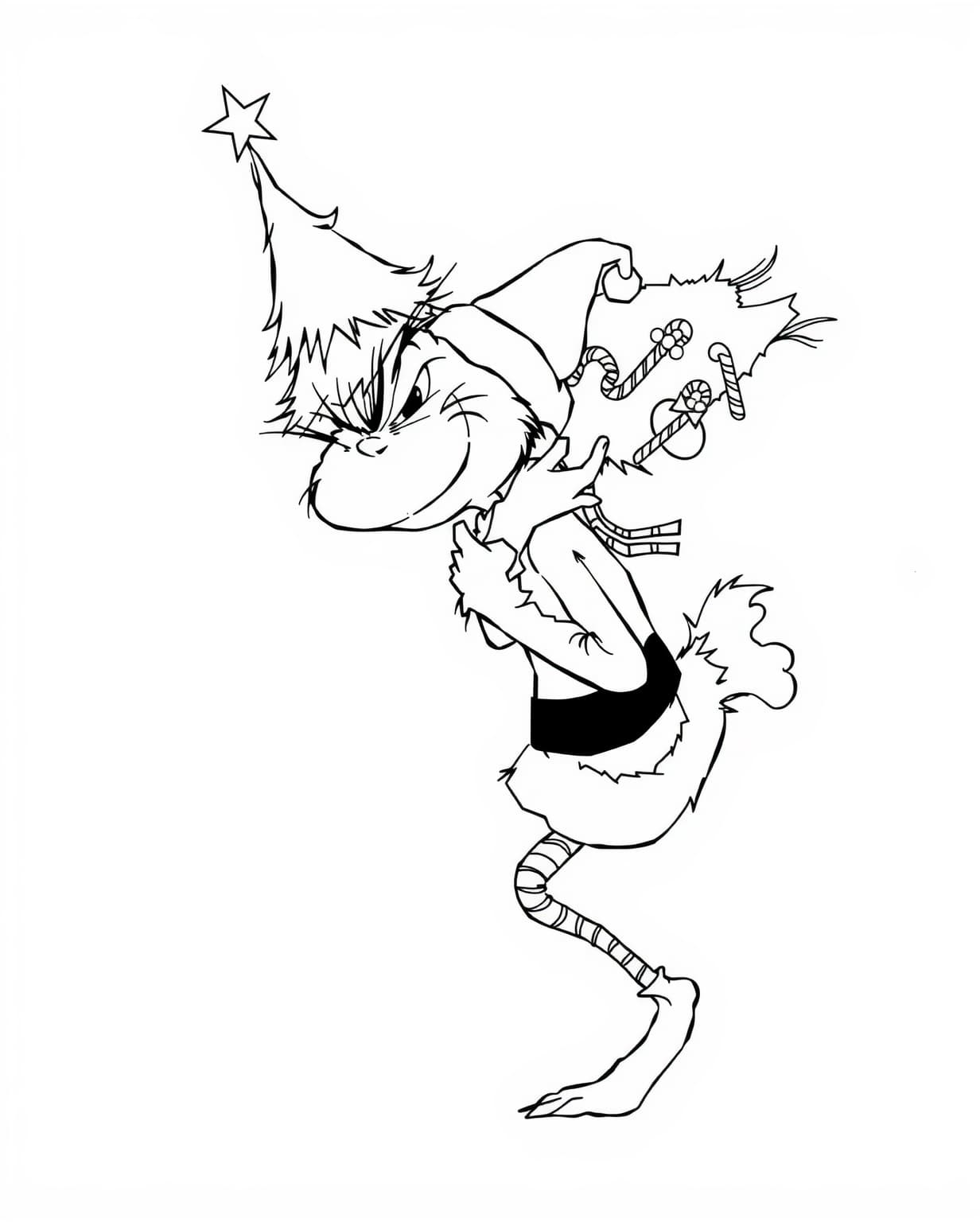 Grinch Stealing Tree Coloring Page