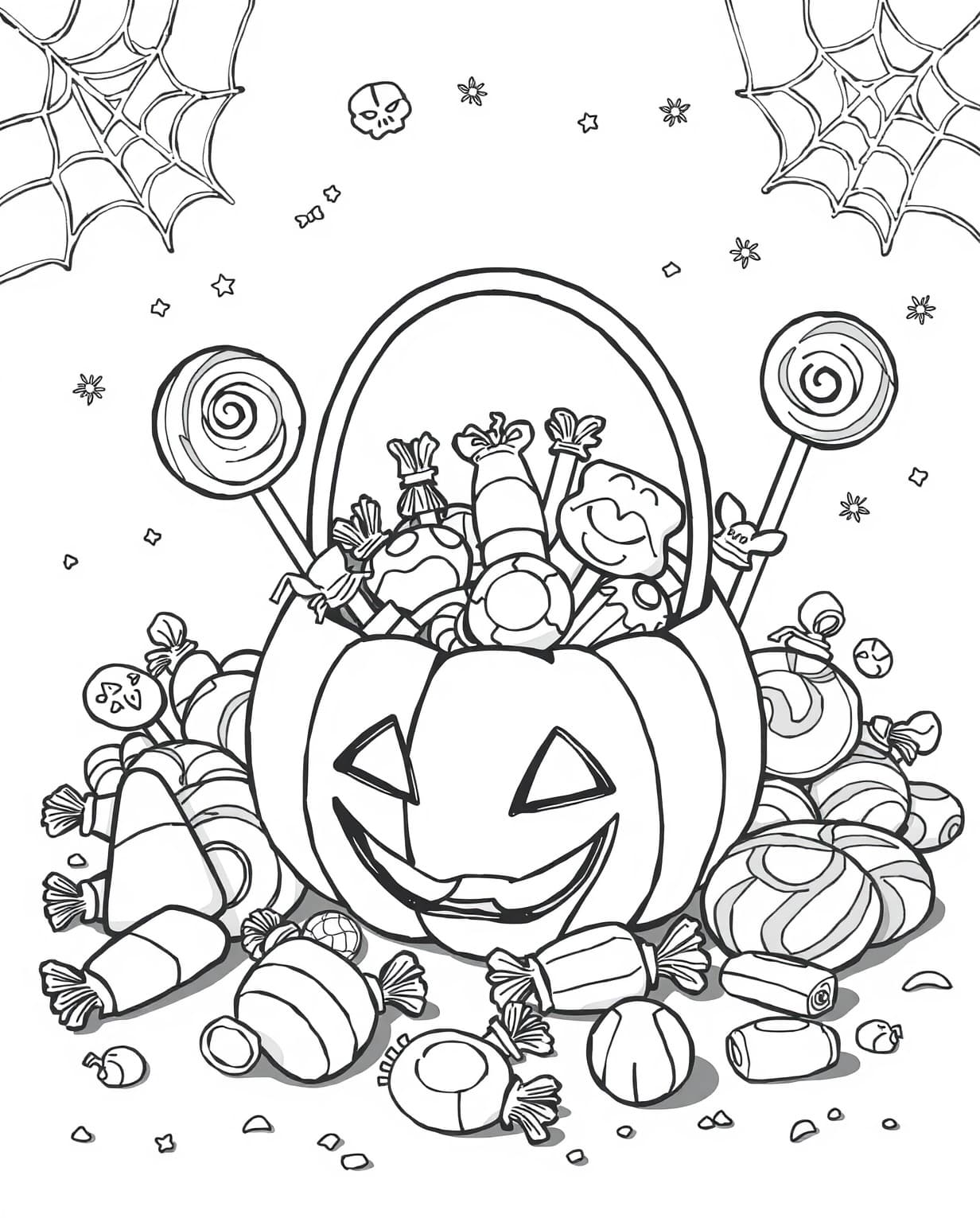 Halloween Candy Spread Coloring Page