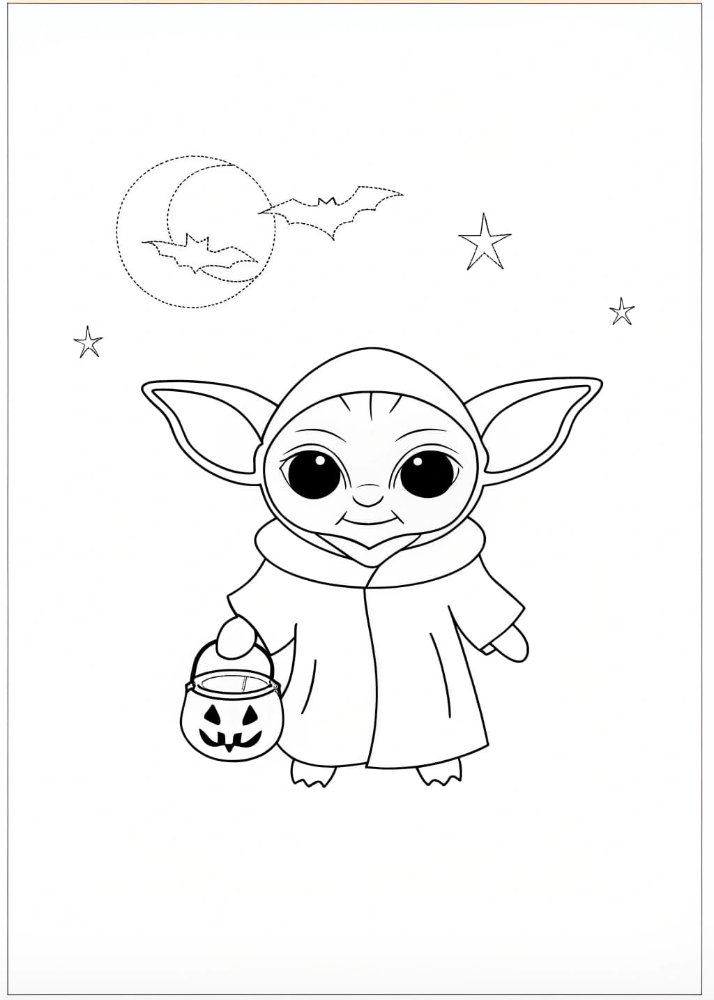 Halloween Grogu Coloring Page