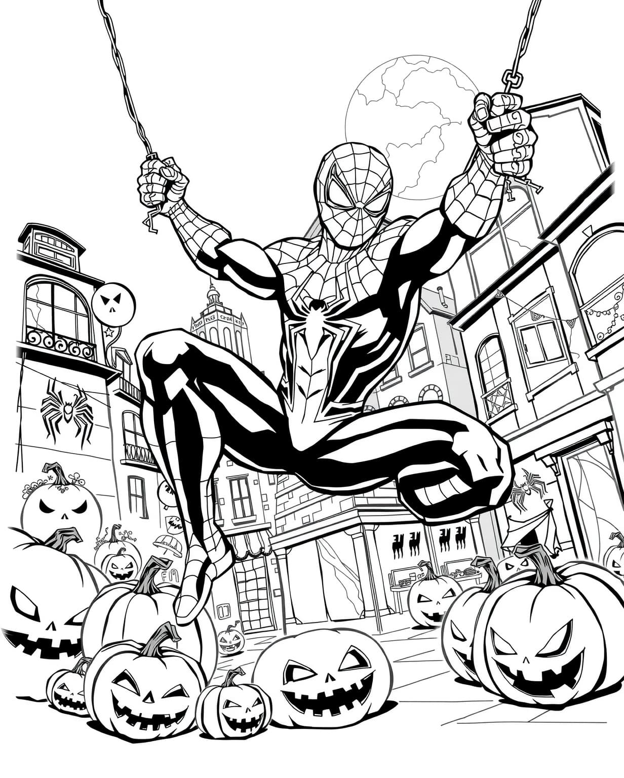 Halloween Spider-Man Coloring Page
