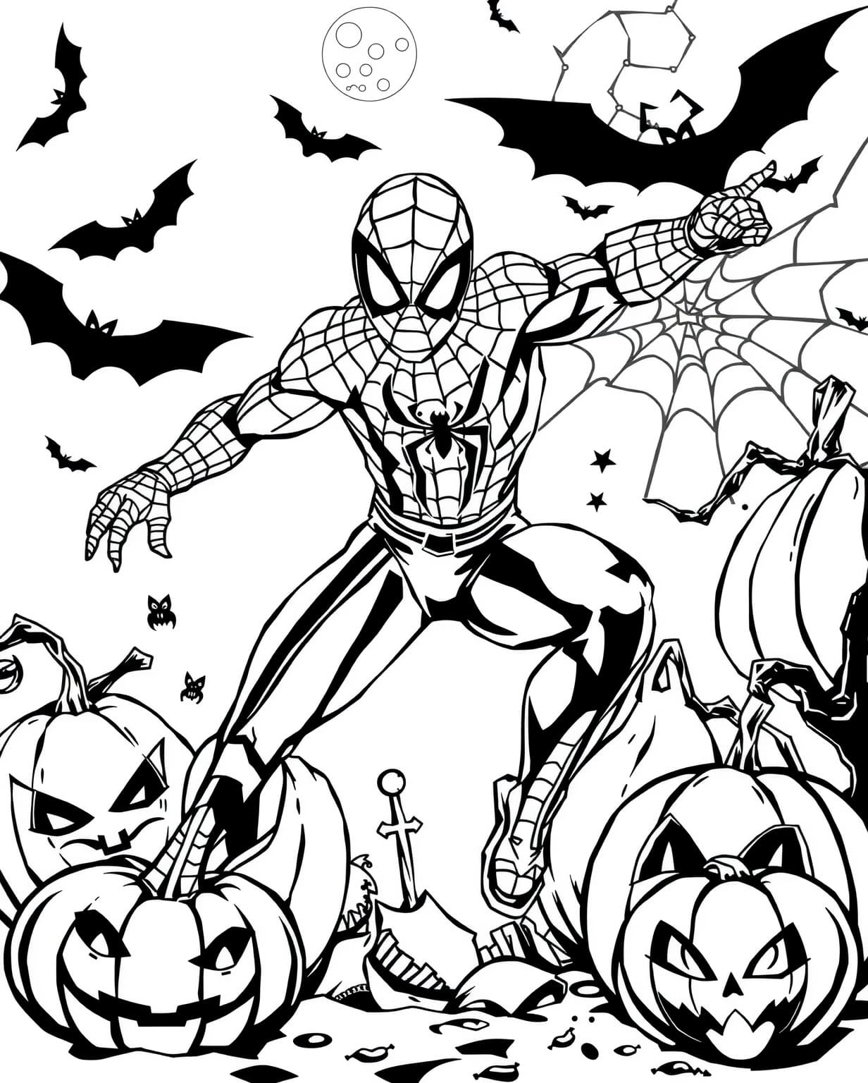 Halloween Spiderman Coloring Page