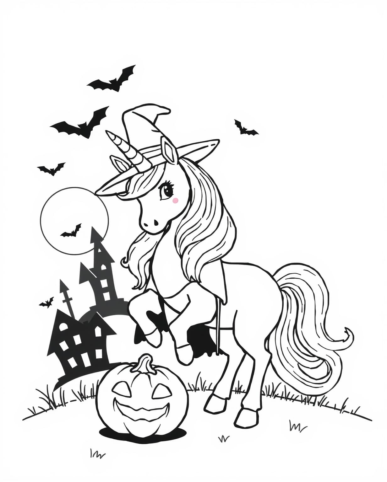 Halloween Unicorn Coloring Page