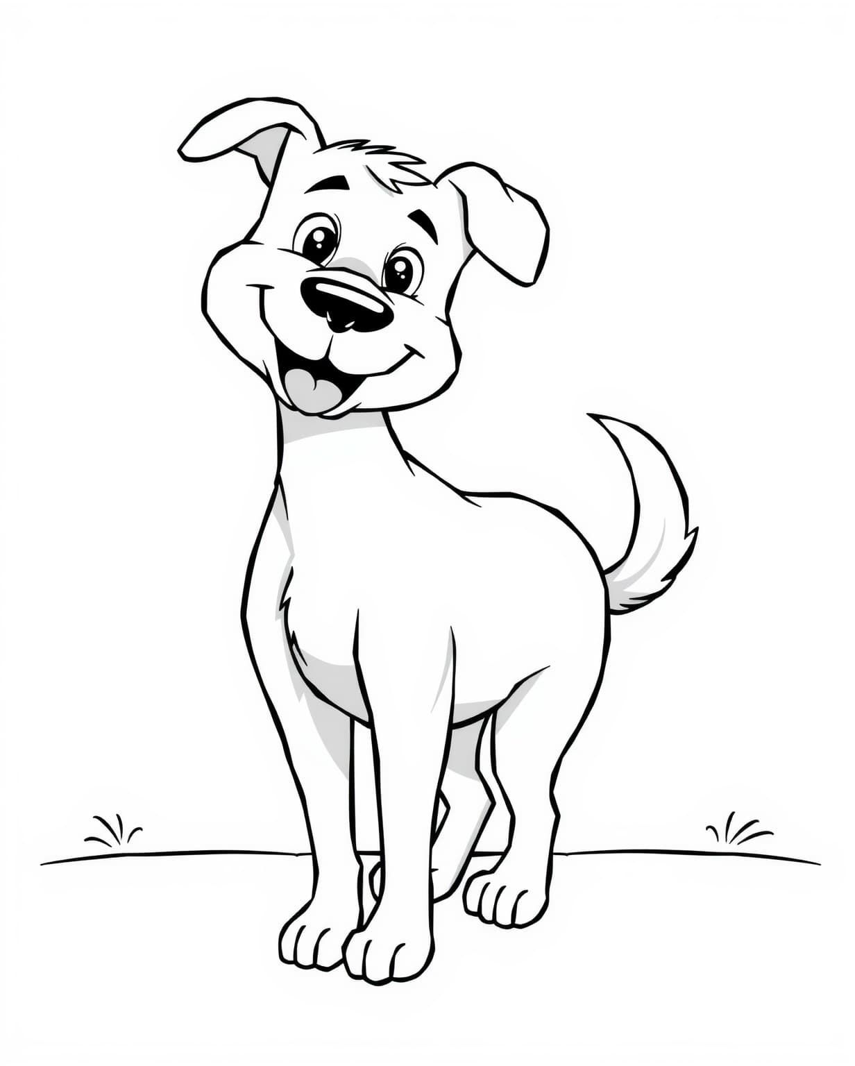 Happy Dog with Wagging Tail Coloring Page