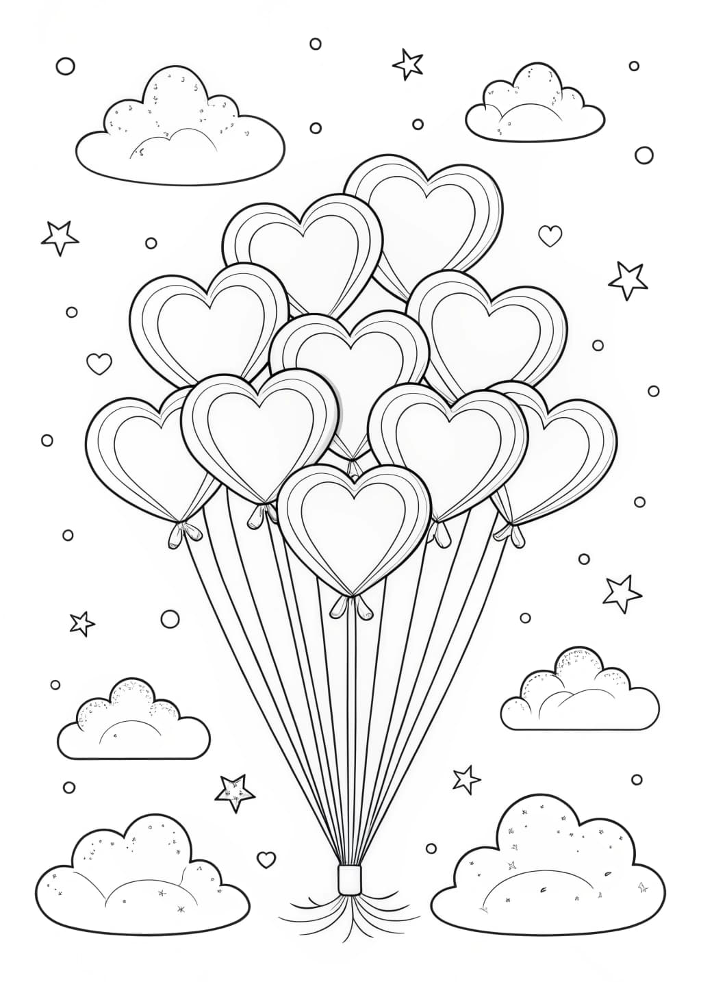 Heart Balloons Coloring Page