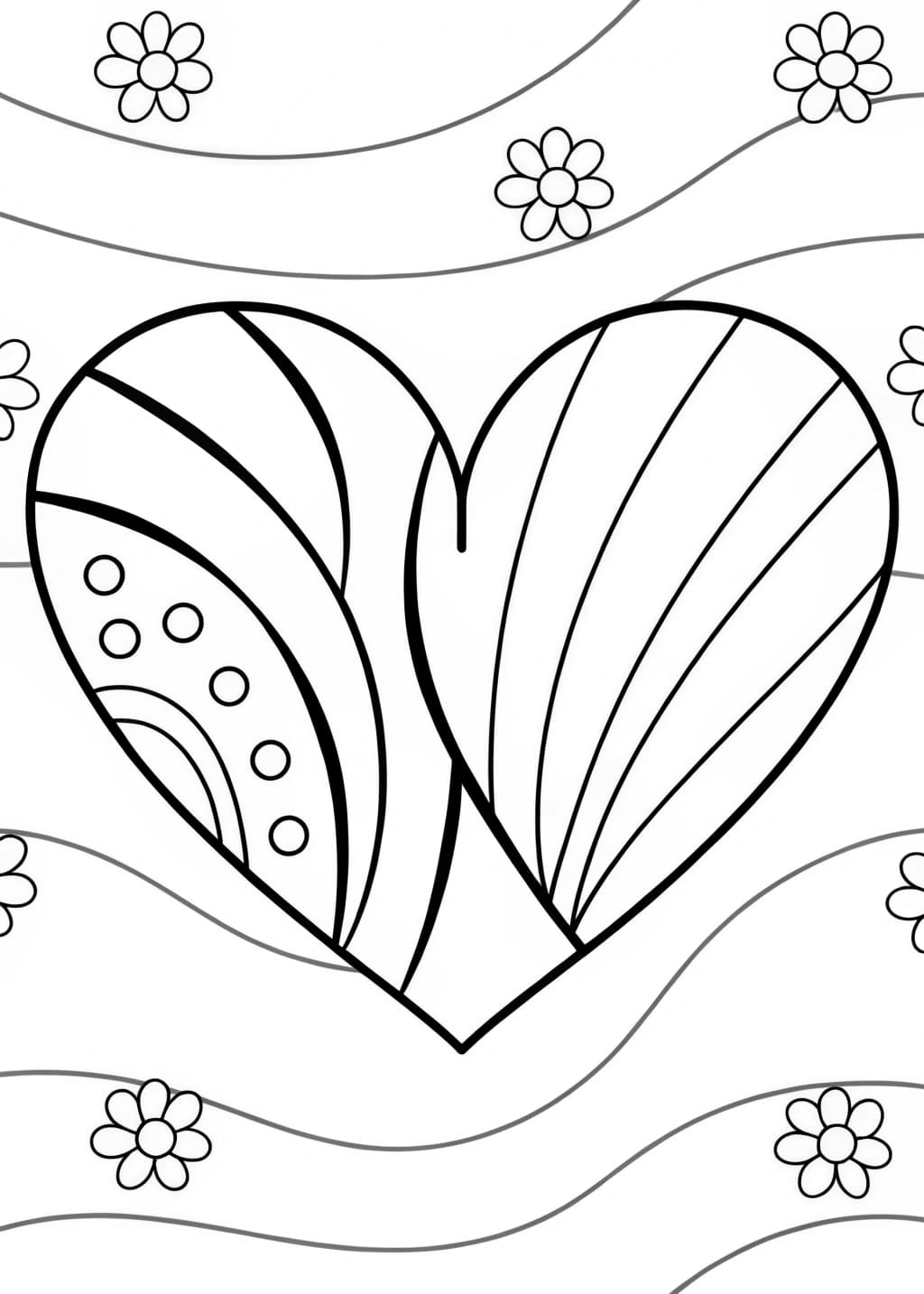 Heart Shape Coloring Page