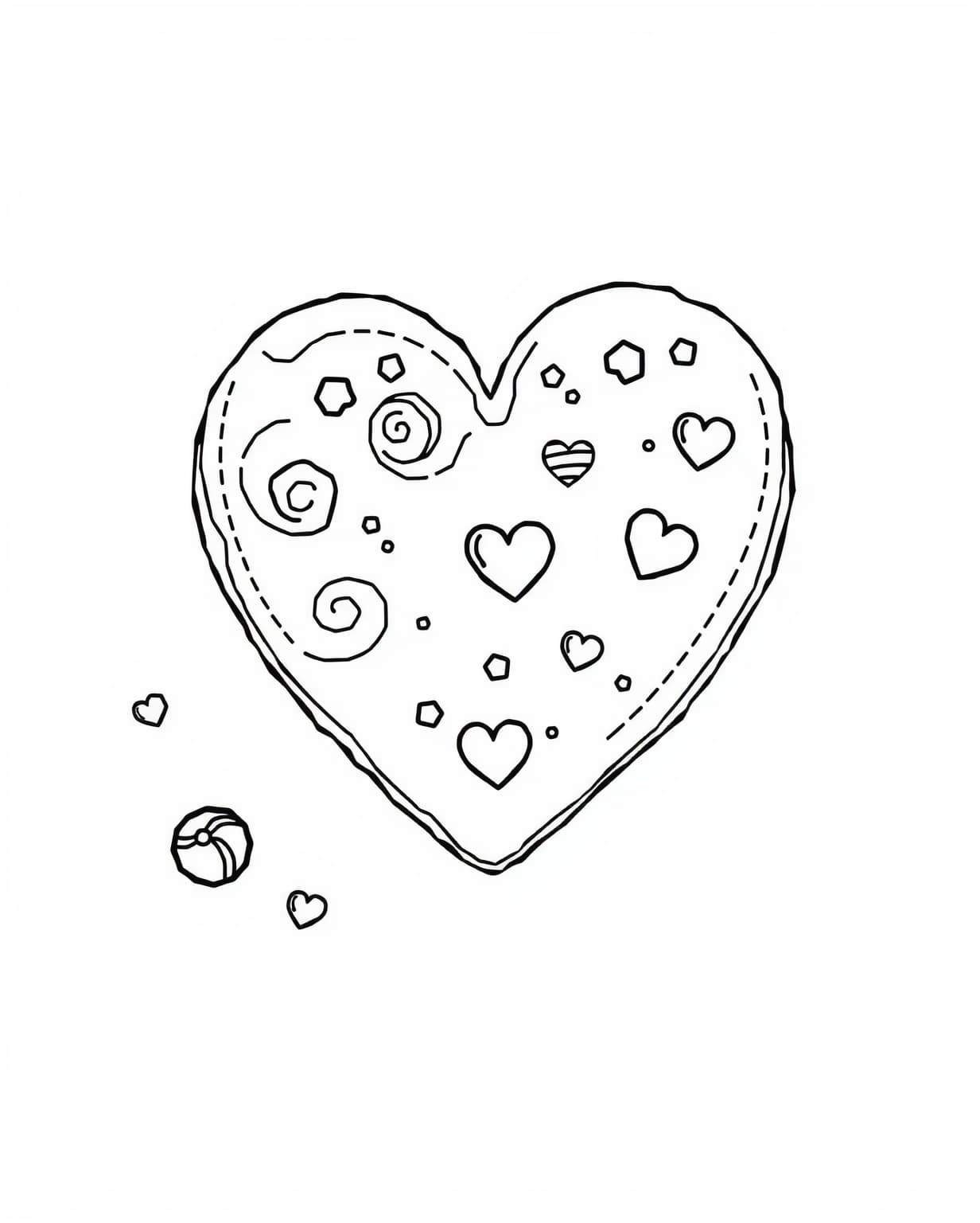 Heart-Shaped Cookie Coloring Page