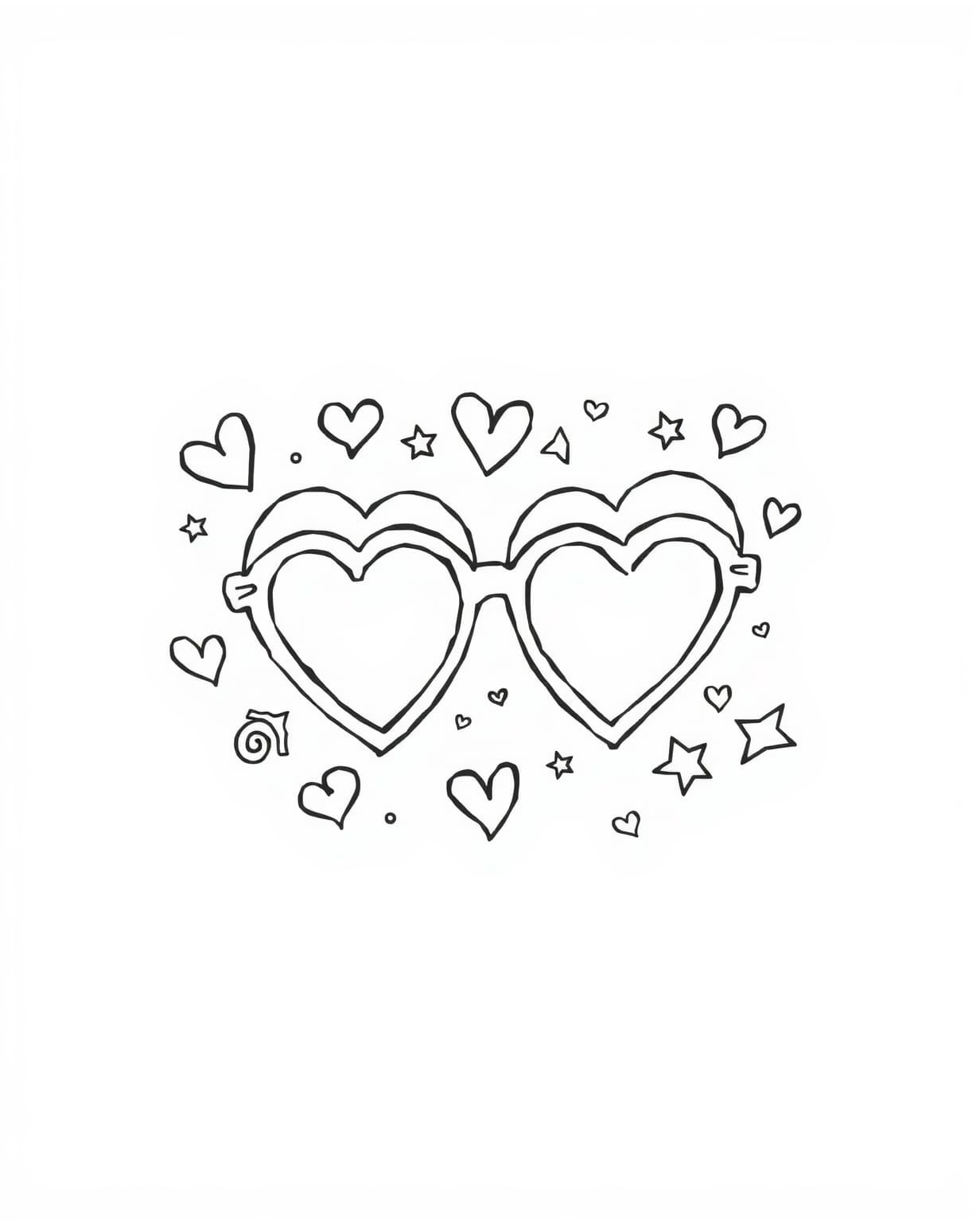 Heart-Shaped Sunglasses Coloring Page