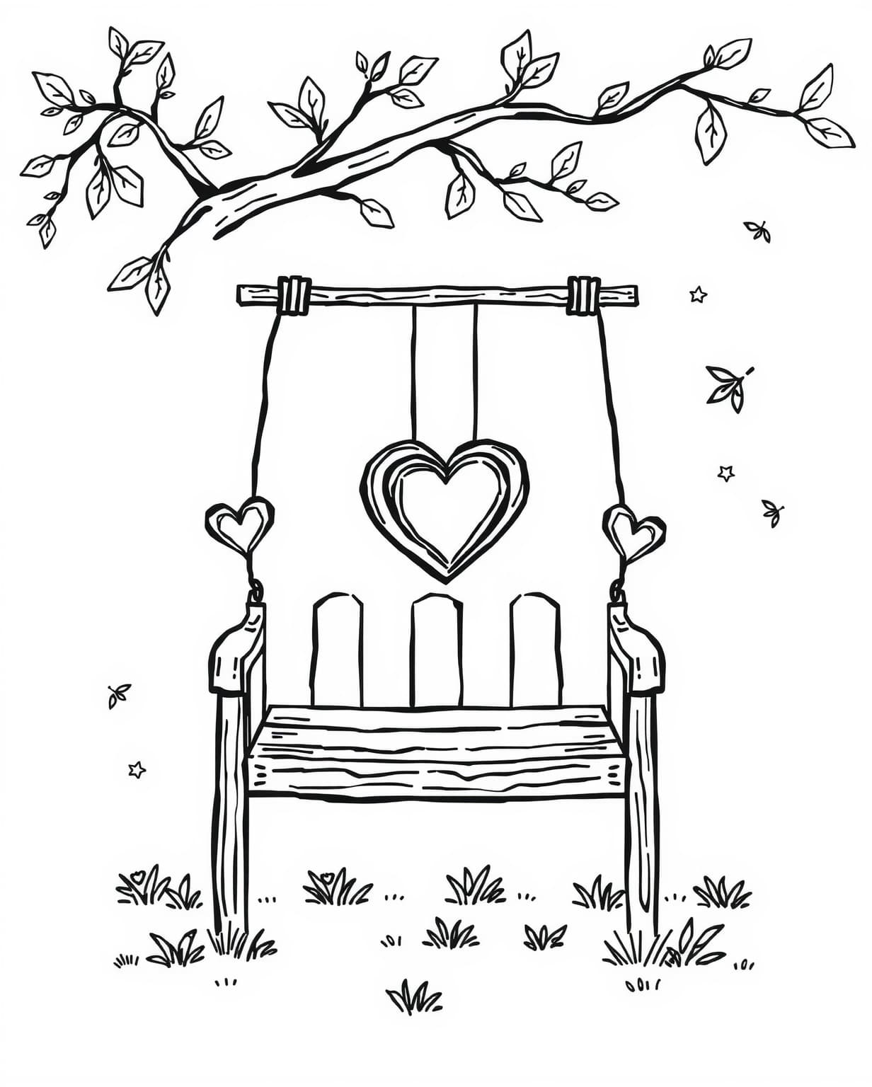 Heart Swing Coloring Page