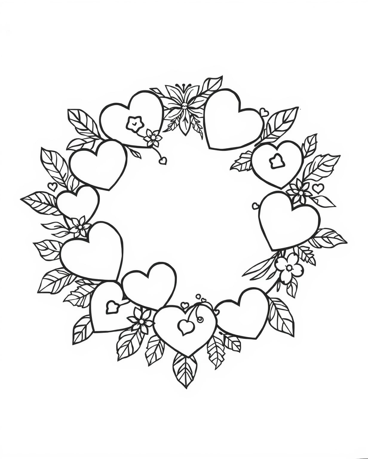 Heart Wreath Coloring Page