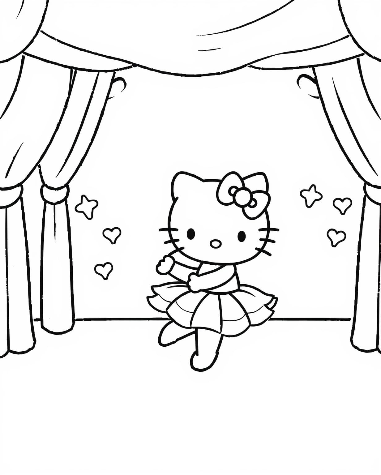 Hello Kitty as a Ballerina Coloring Page