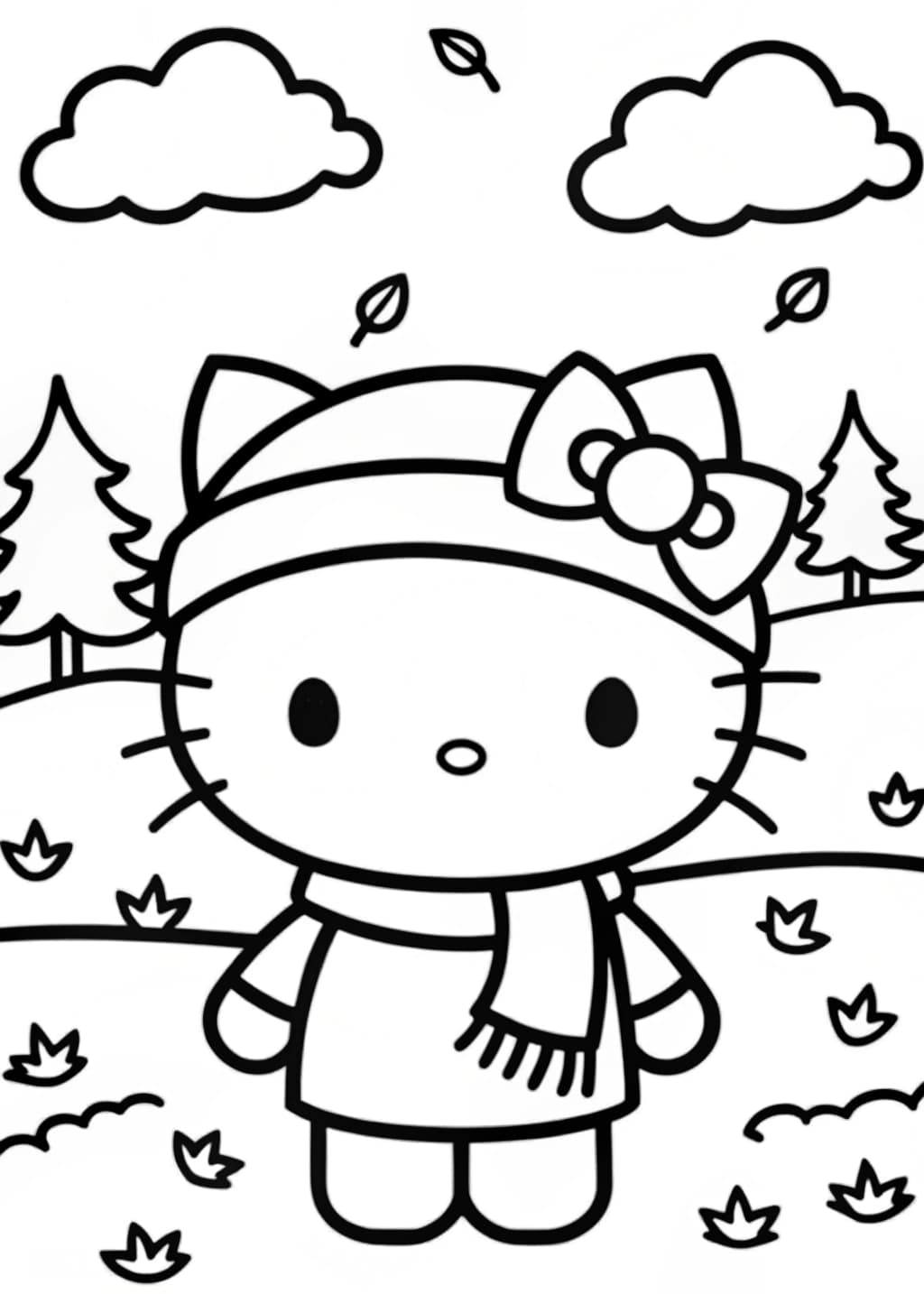 Hello Kitty in a Scarf Coloring Page