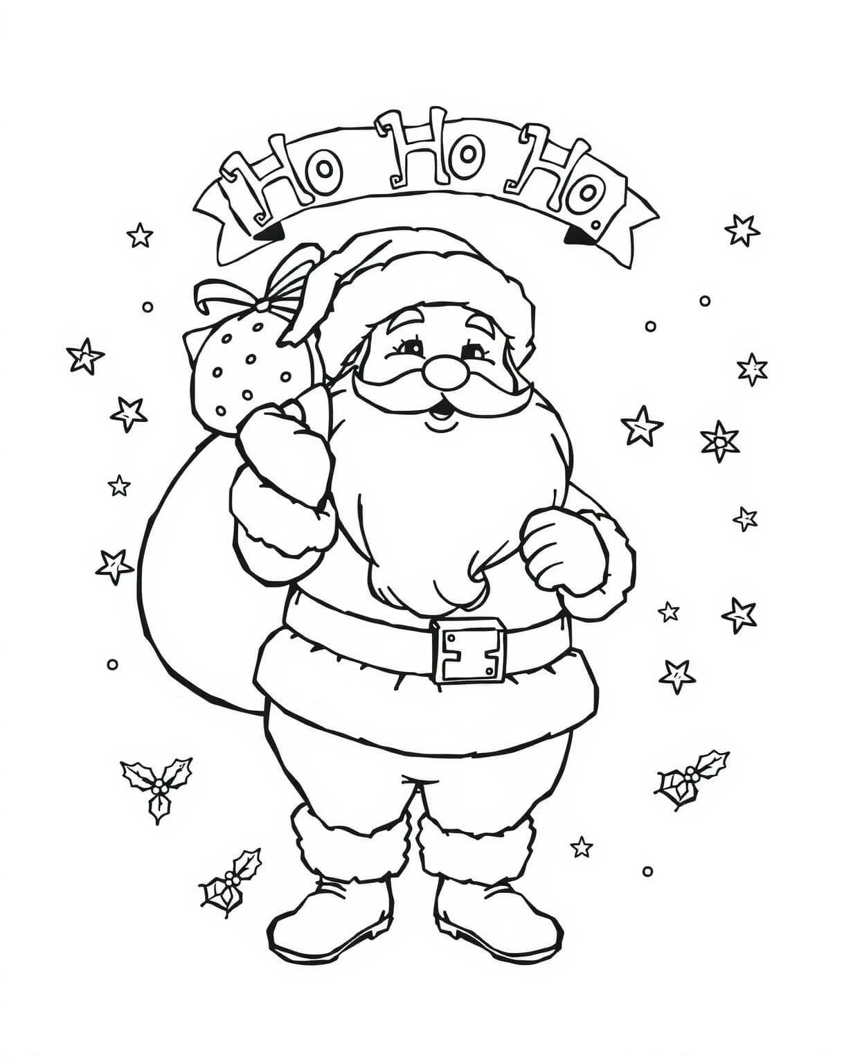 Ho Ho Ho Santa Coloring Page