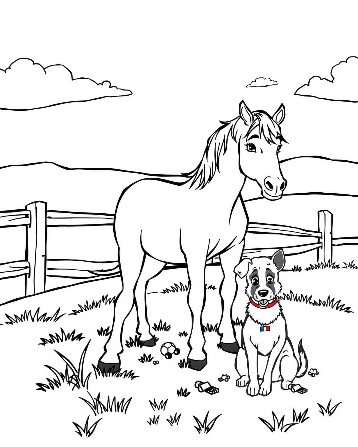Horse And Dog Coloring Page