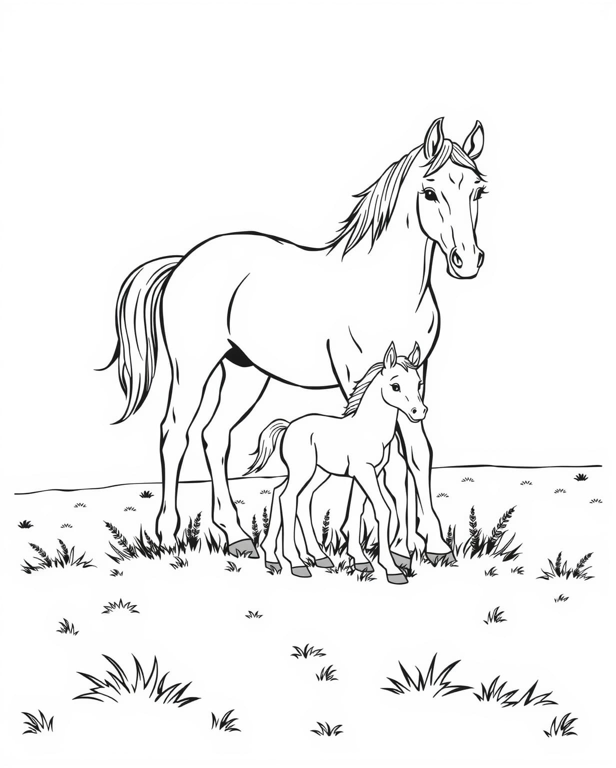 Horse And Foal Coloring Page