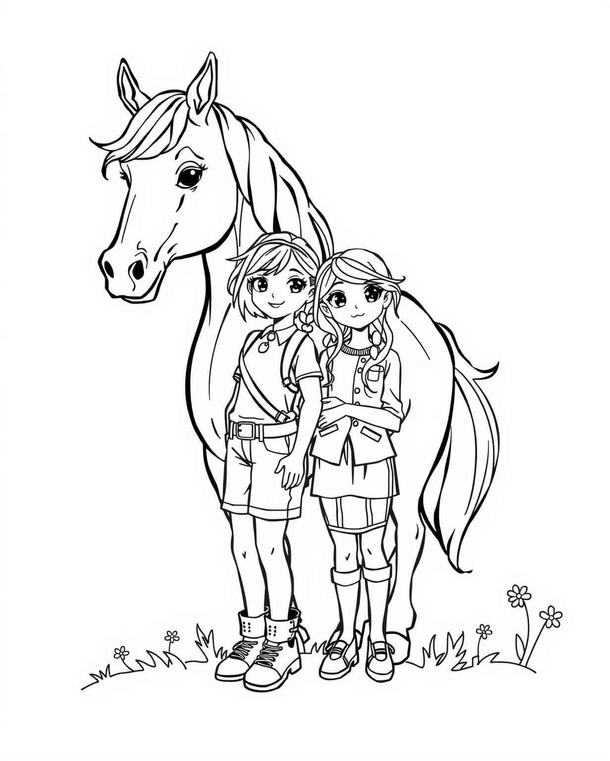 Horse And Girl Coloring Page