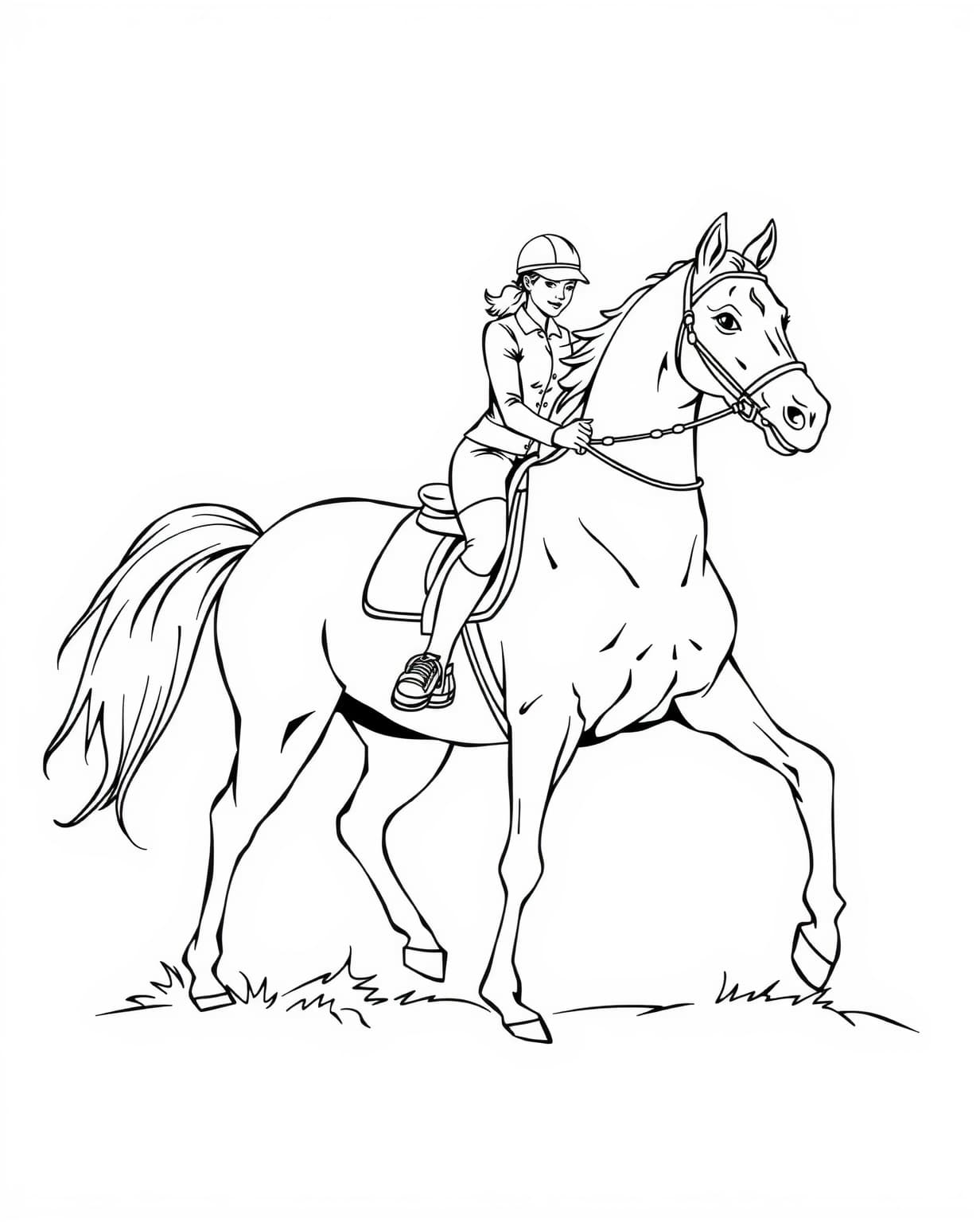 Horse And Rider Coloring Page