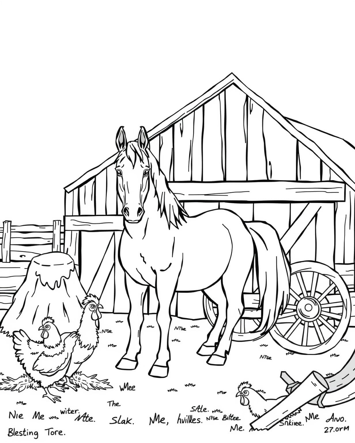 Horse Farm Coloring Page