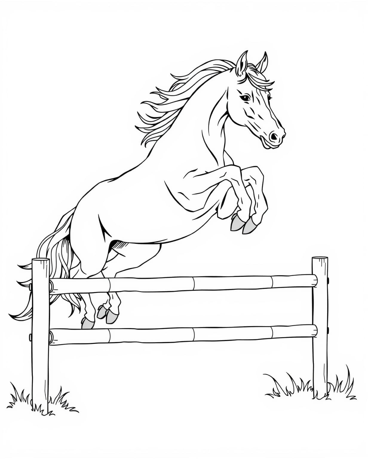 Horse Jumping Coloring Page