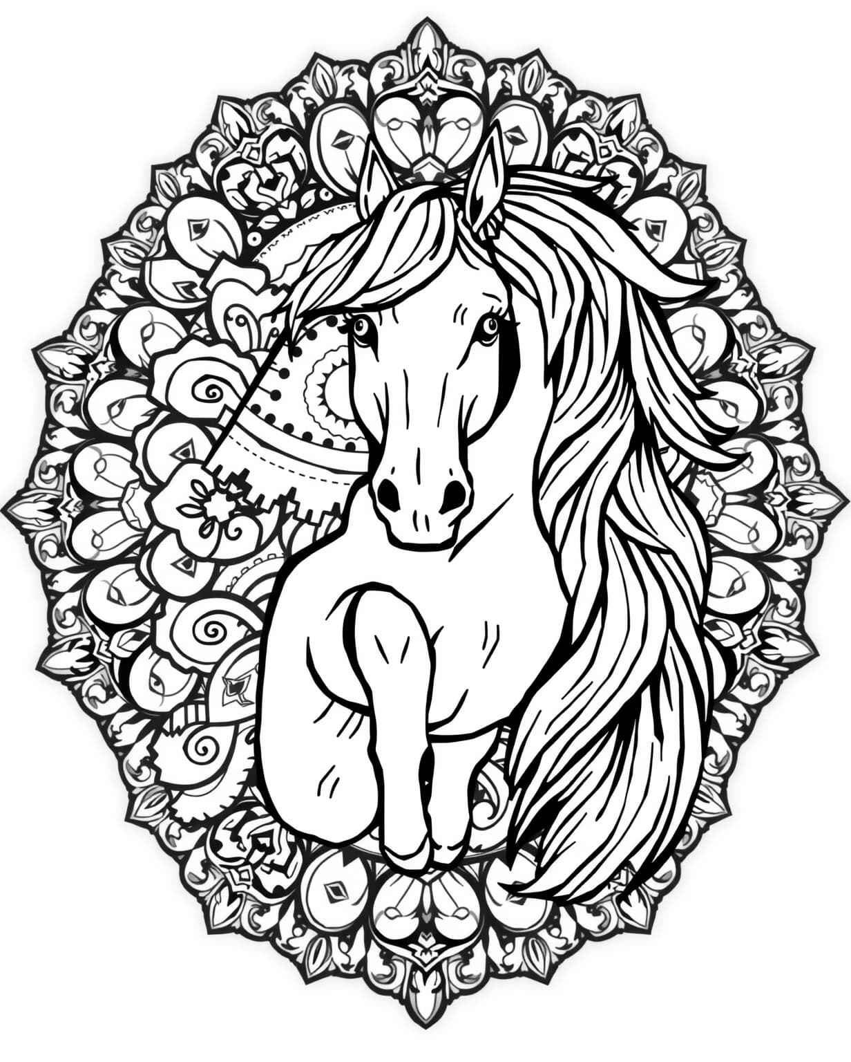 Horse Mandala Coloring Page