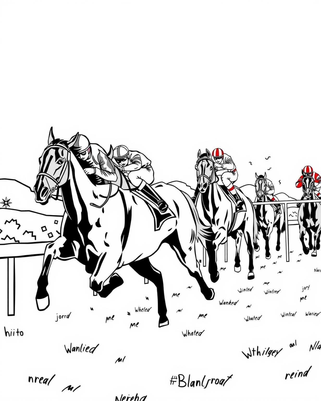 Horse Racing Coloring Page
