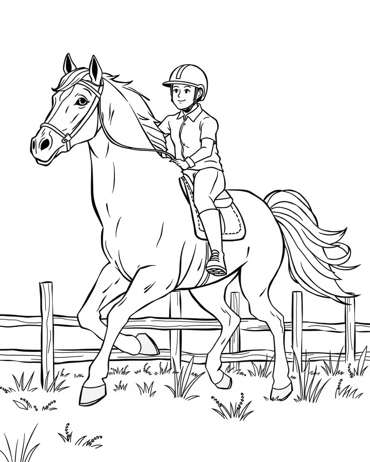 Horse Riding Coloring Page