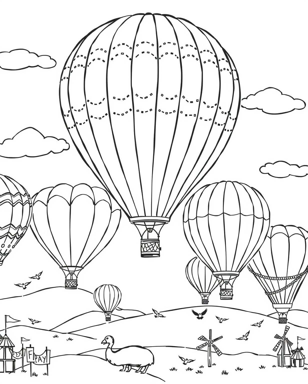 Hot Air Balloon Festival Coloring Page