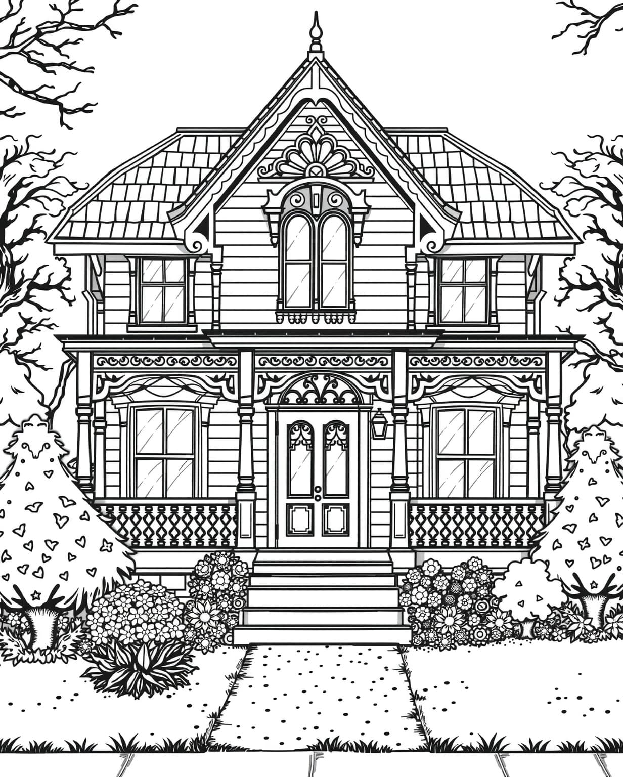 House Coloring Page for Adults