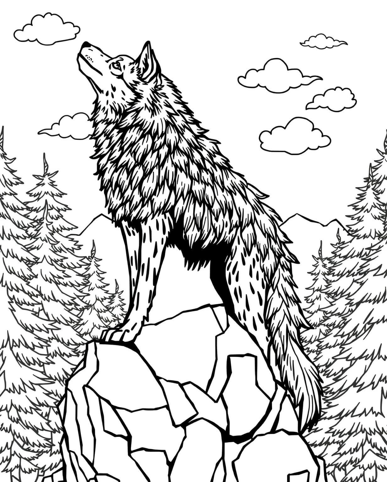 Howling Wolf Coloring Page
