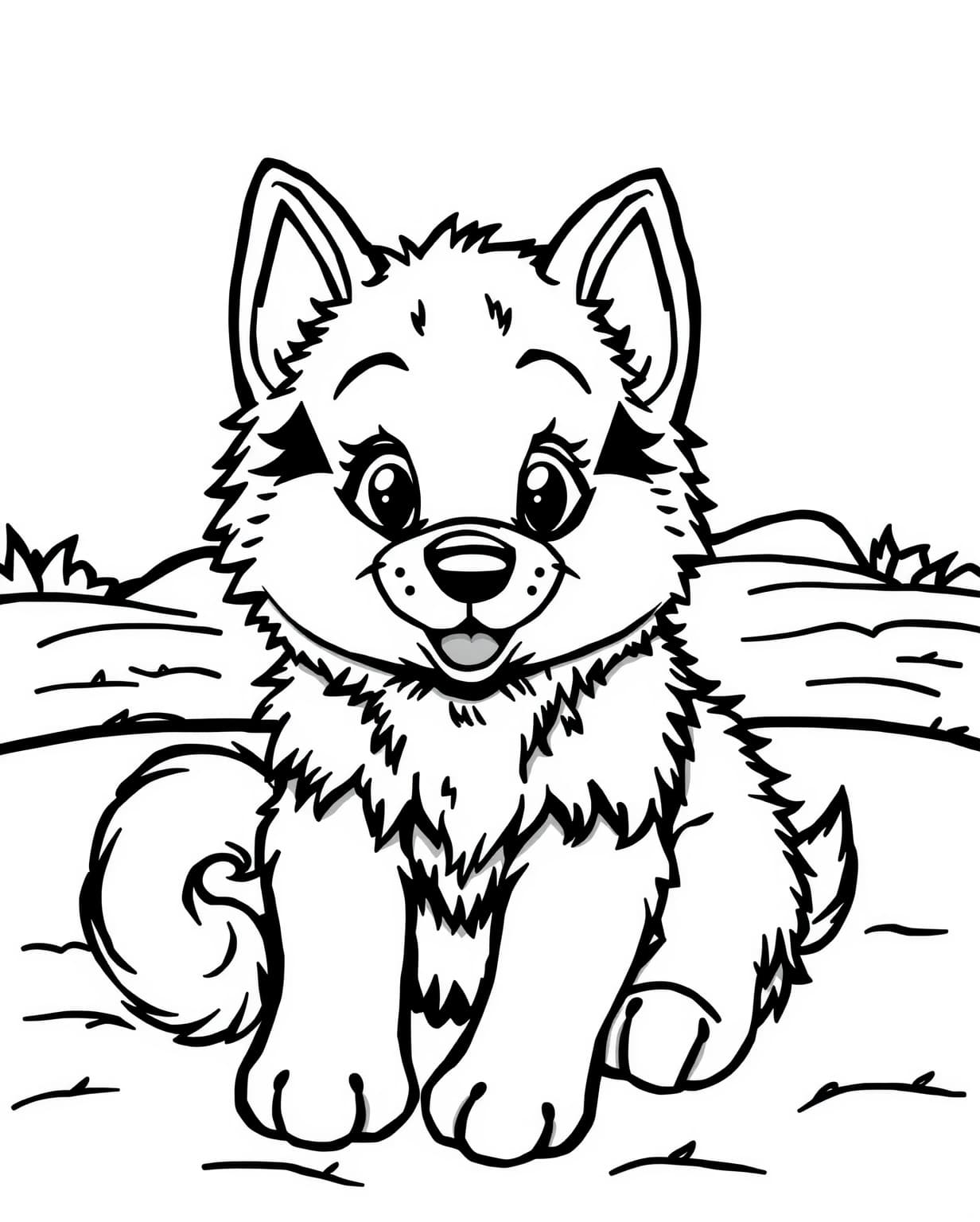 Husky Puppy Coloring Page