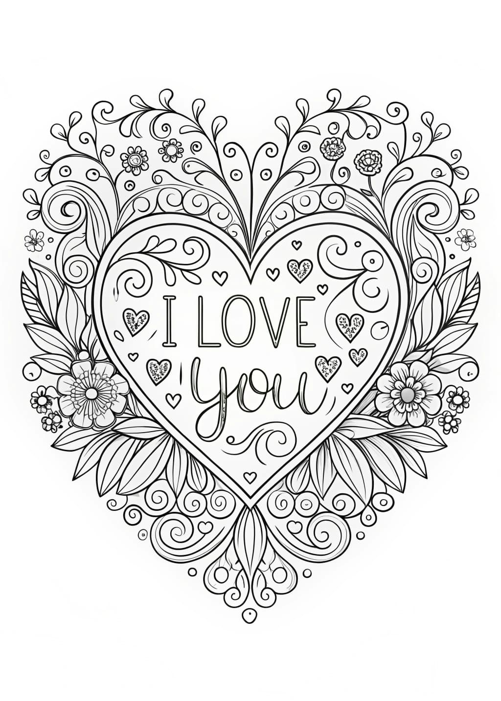 I Love You Heart Coloring Page