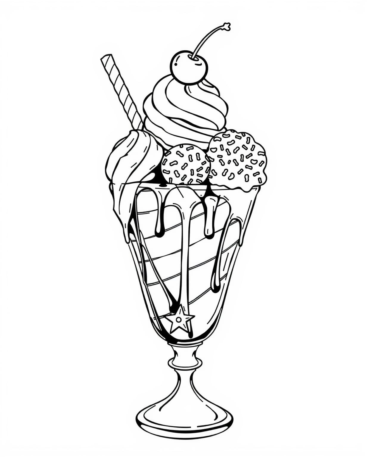 Ice Cream Sundae Coloring Page