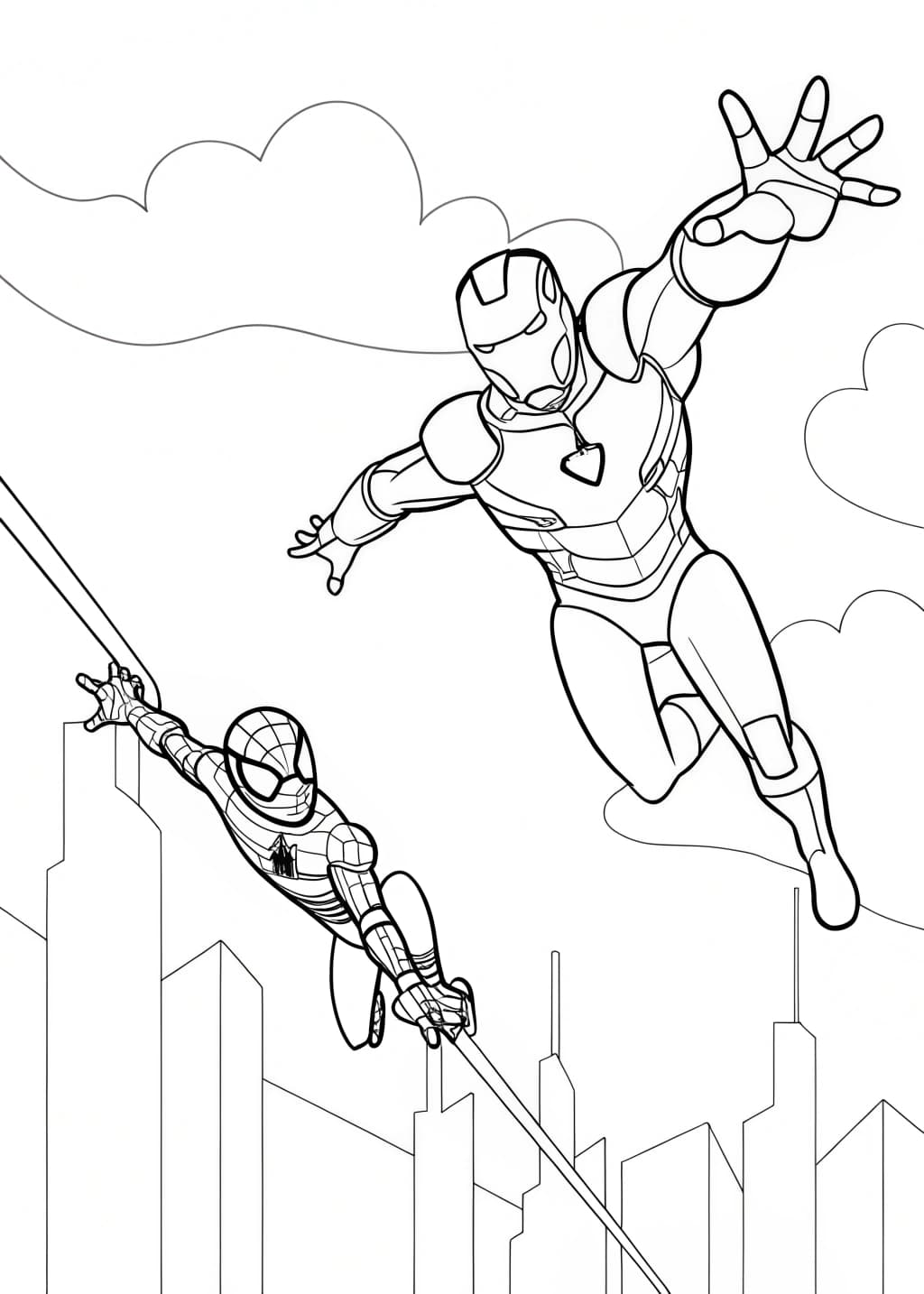 Iron Man And Spiderman Coloring Page