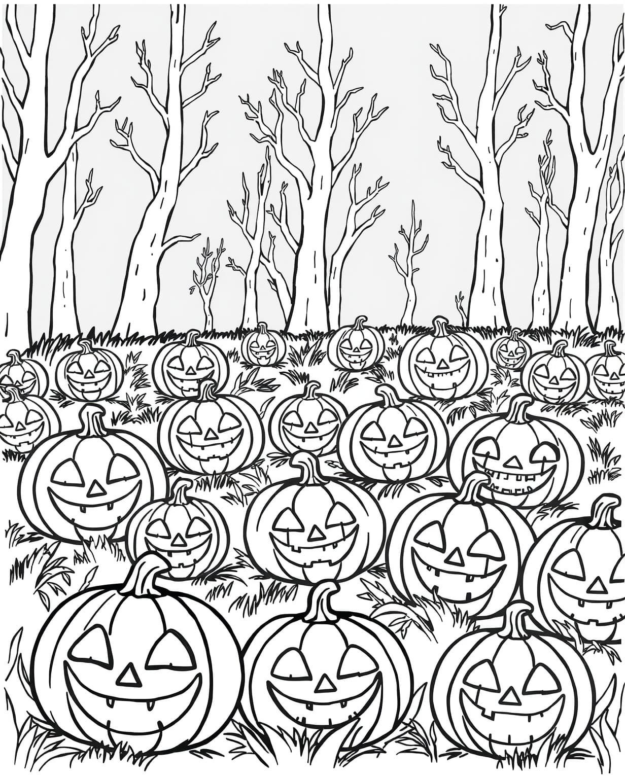 Jack-o’-Lantern Field Coloring Page