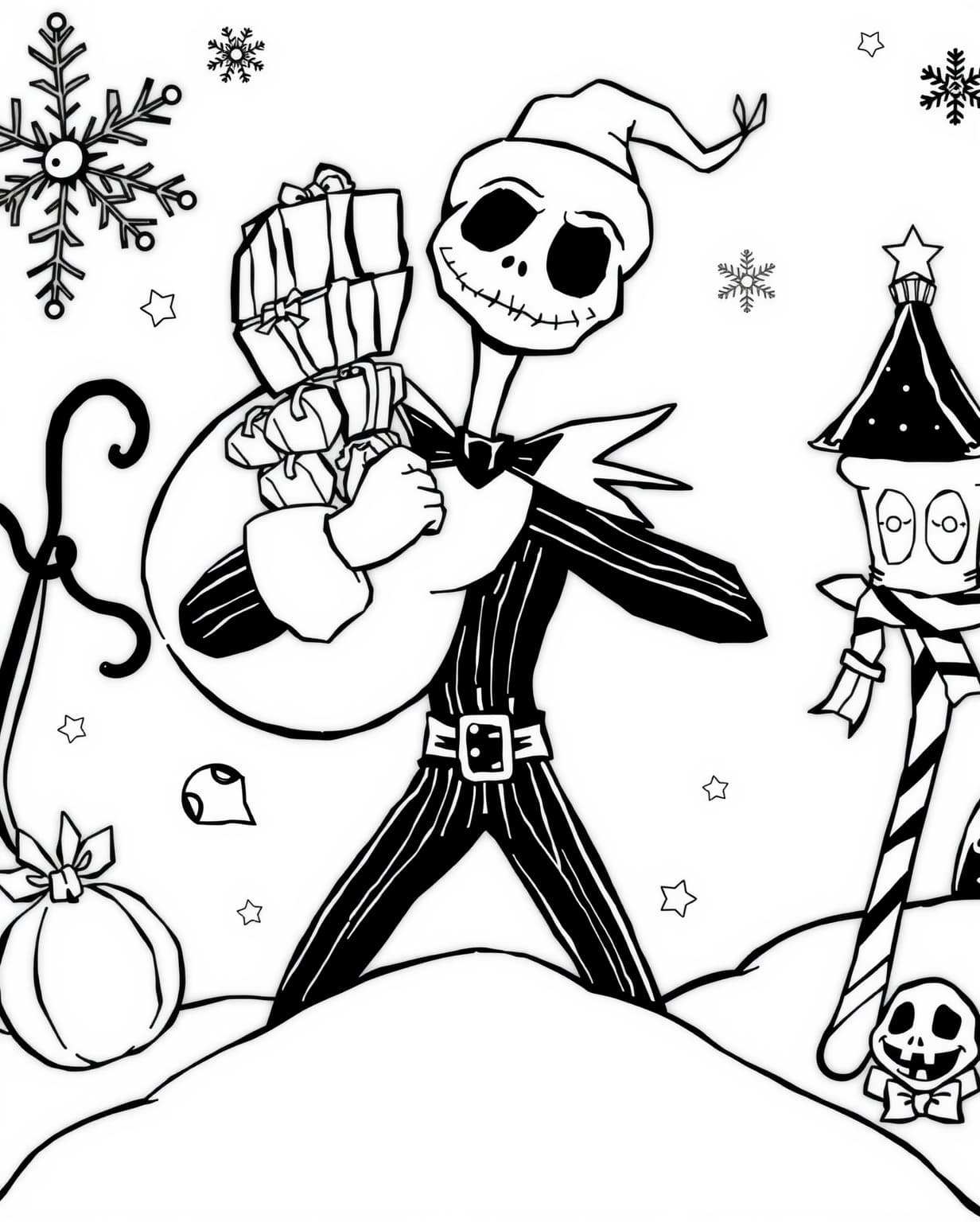 Jack Skellington Santa Coloring Page