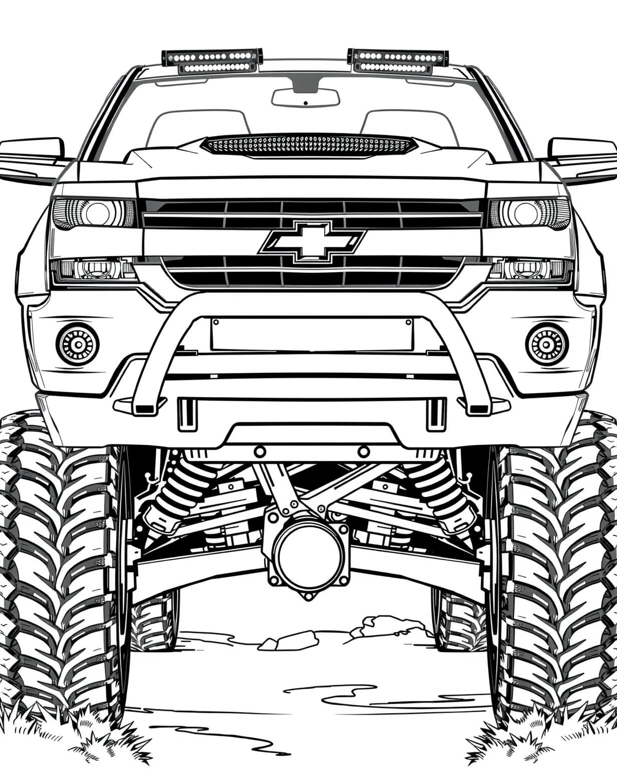 Jacked Up Chevy Truck Coloring Page
